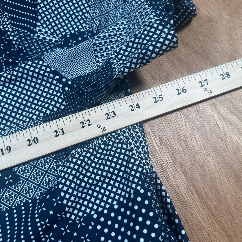 Banana Republic Shirt Mens XL Navy White Patchwork Geometric Slim Fit Cotton